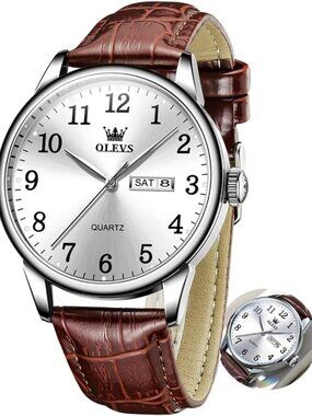 Vintage Leather Band Men's Watch - Classic Analog Quartz, Waterproof, Easy